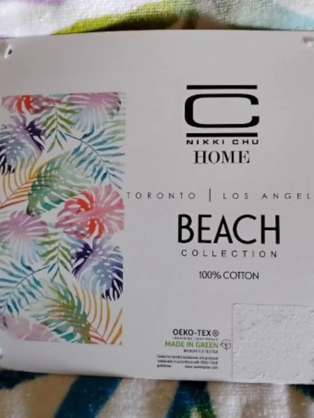 NIKKI CHU - Cotton tropical print beach towel ~ 36
